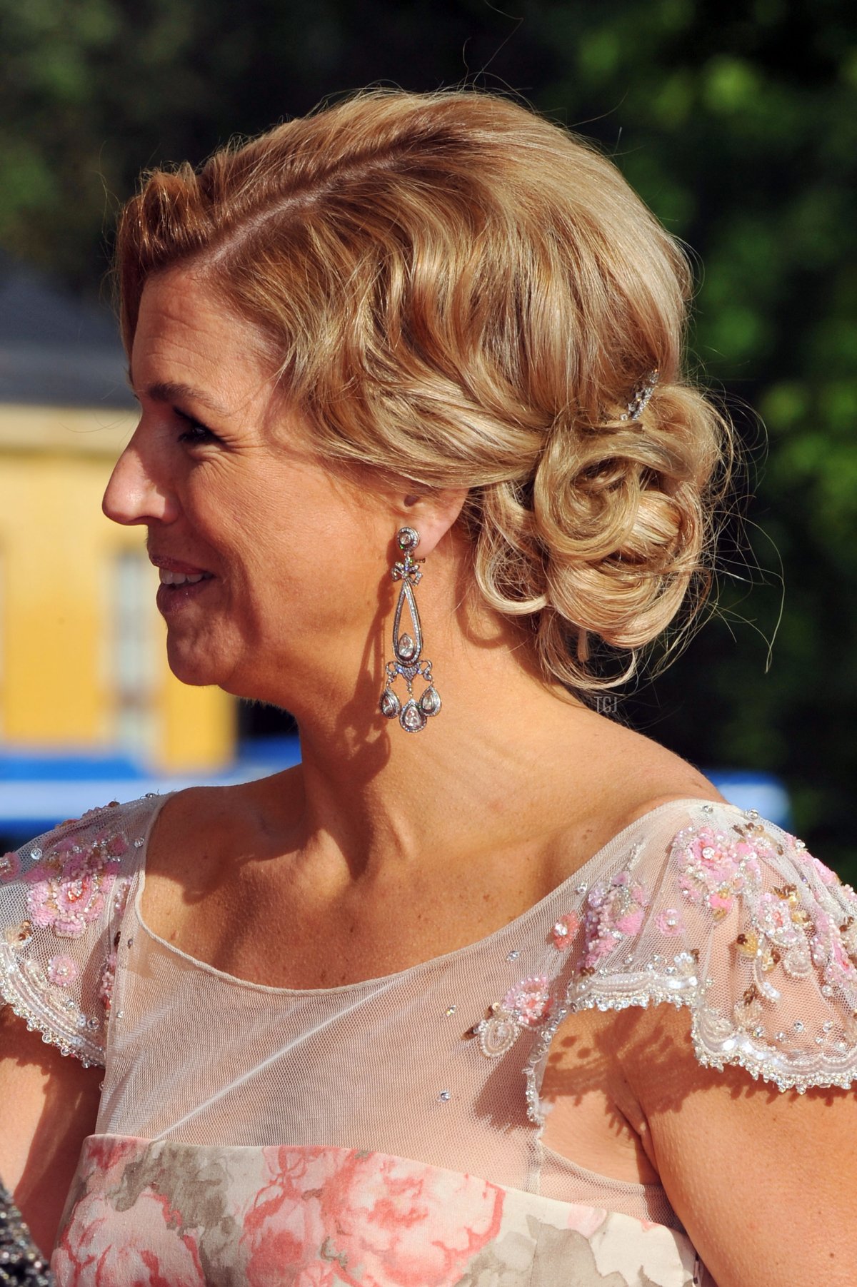 La Principessa Maxima dei Paesi Bassi partecipa alla cena di gala governativa pre-matrimoniale per la Principessa Vittoria di Svezia e Daniel Westling all'Eric Ericson Hall il 18 giugno 2010 a Stoccolma, Svezia