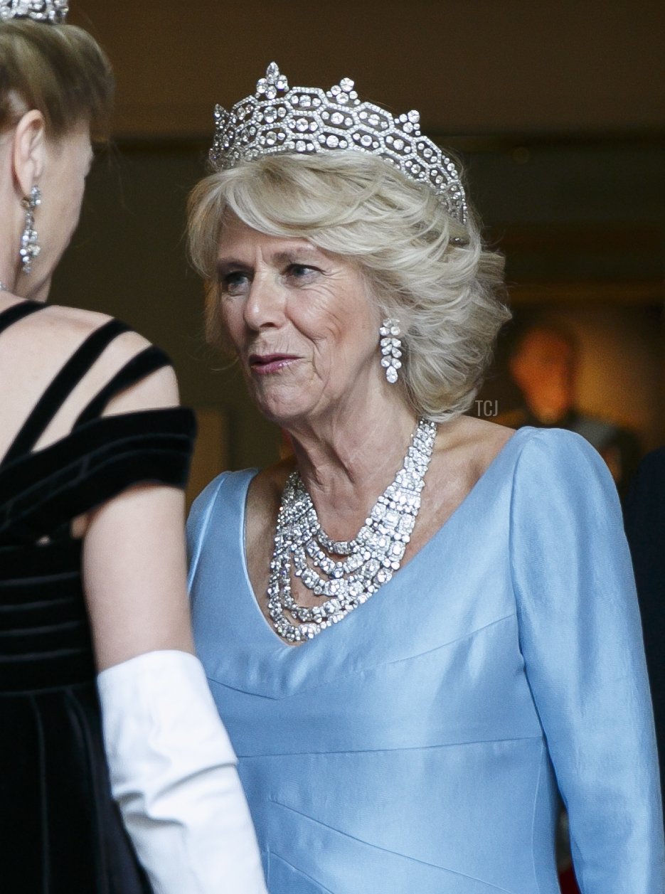 Camilla, Duchessa di Cornovaglia partecipa al banchetto di Waterloo del Duca di Wellington ad Apsley House il 18 giugno 2015 a Londra, Inghilterra