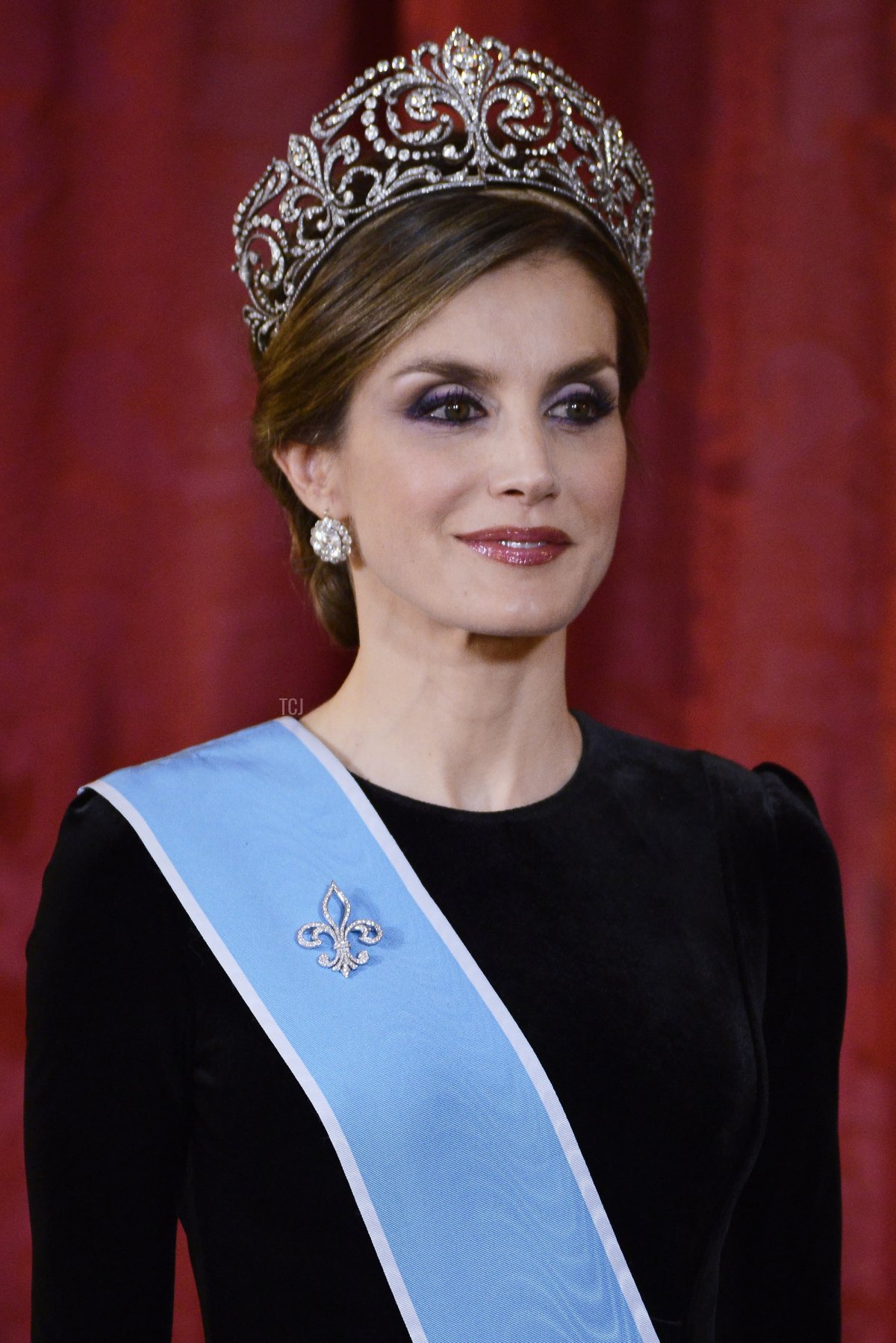 La regina Letizia di Spagna riceve il presidente argentino Mauricio Macri e la moglie Juliana Awada per una cena di gala al Palazzo Reale il 22 febbraio 2017 a Madrid, Spagna (Borja Benito - Pool/Getty Images)