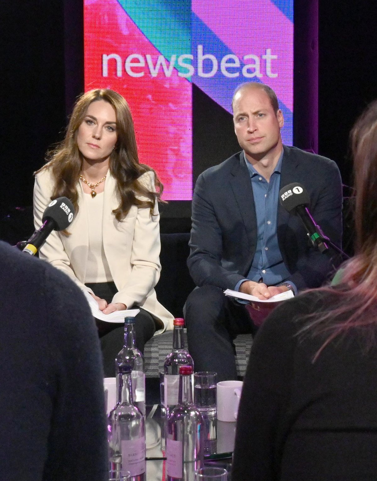 In this handout image supplied by Kensington Palace, Prince William, Prince of Wales and Catherine, Princess of Wales visited BBC Radio 1’s Newsbeat to take part in a special episode about young people and mental health on World Mental Health Day on October 10, 2022 in London, England