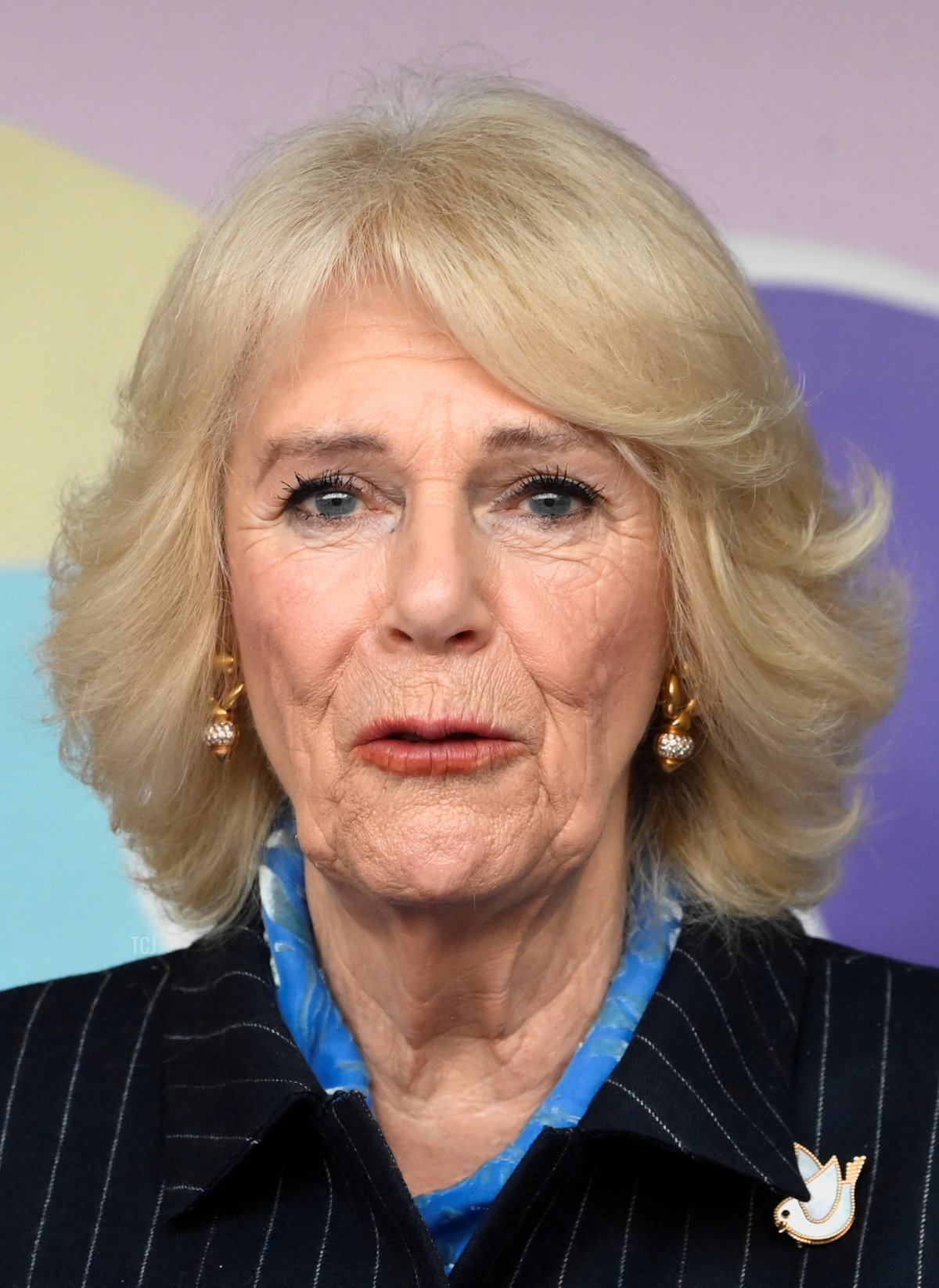 Britain's Queen Camilla gives a speech as she visits the S.T.O.R.M Family Centre on February 9, 2023, in London, England (Toby Melville - WPA Pool/Getty Images)