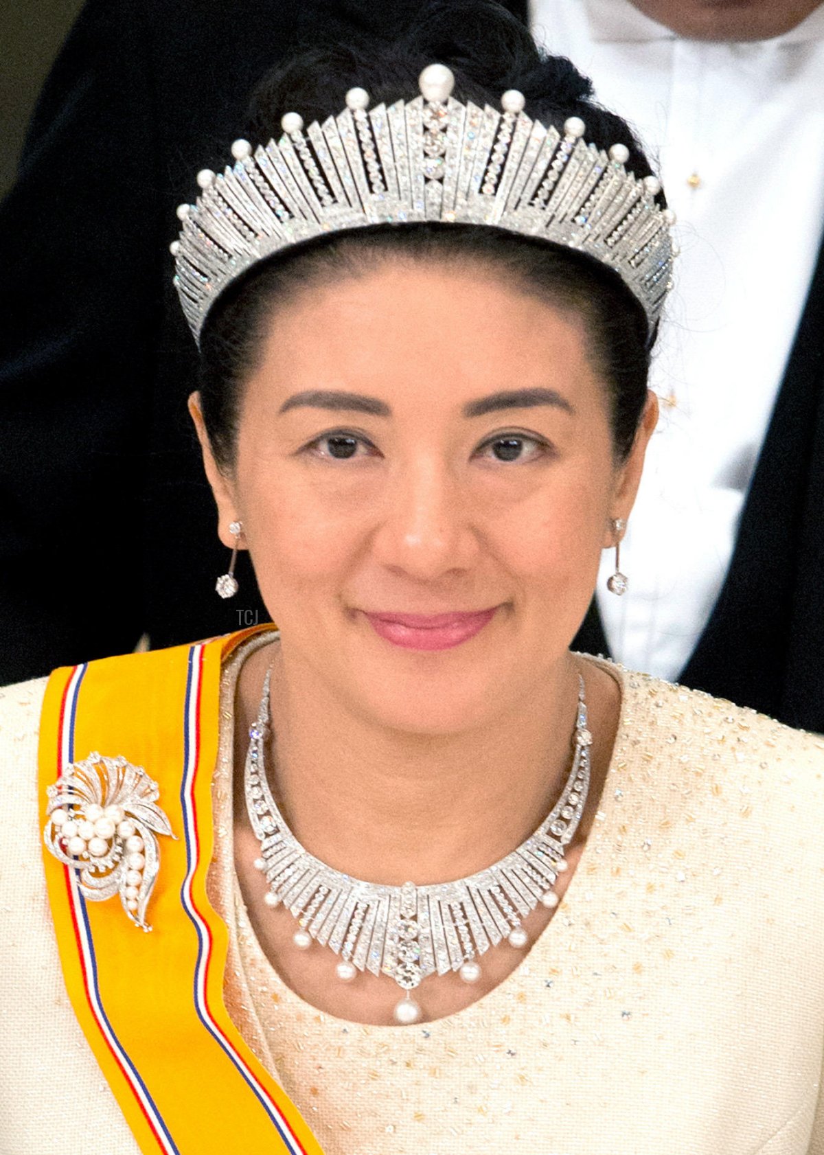 La Principessa ereditario giapponese Masako partecipa a una cena di Stato per il Re e la Regina olandesi al Palazzo Imperiale di Tokyo, Giappone, 29 ottobre 2014