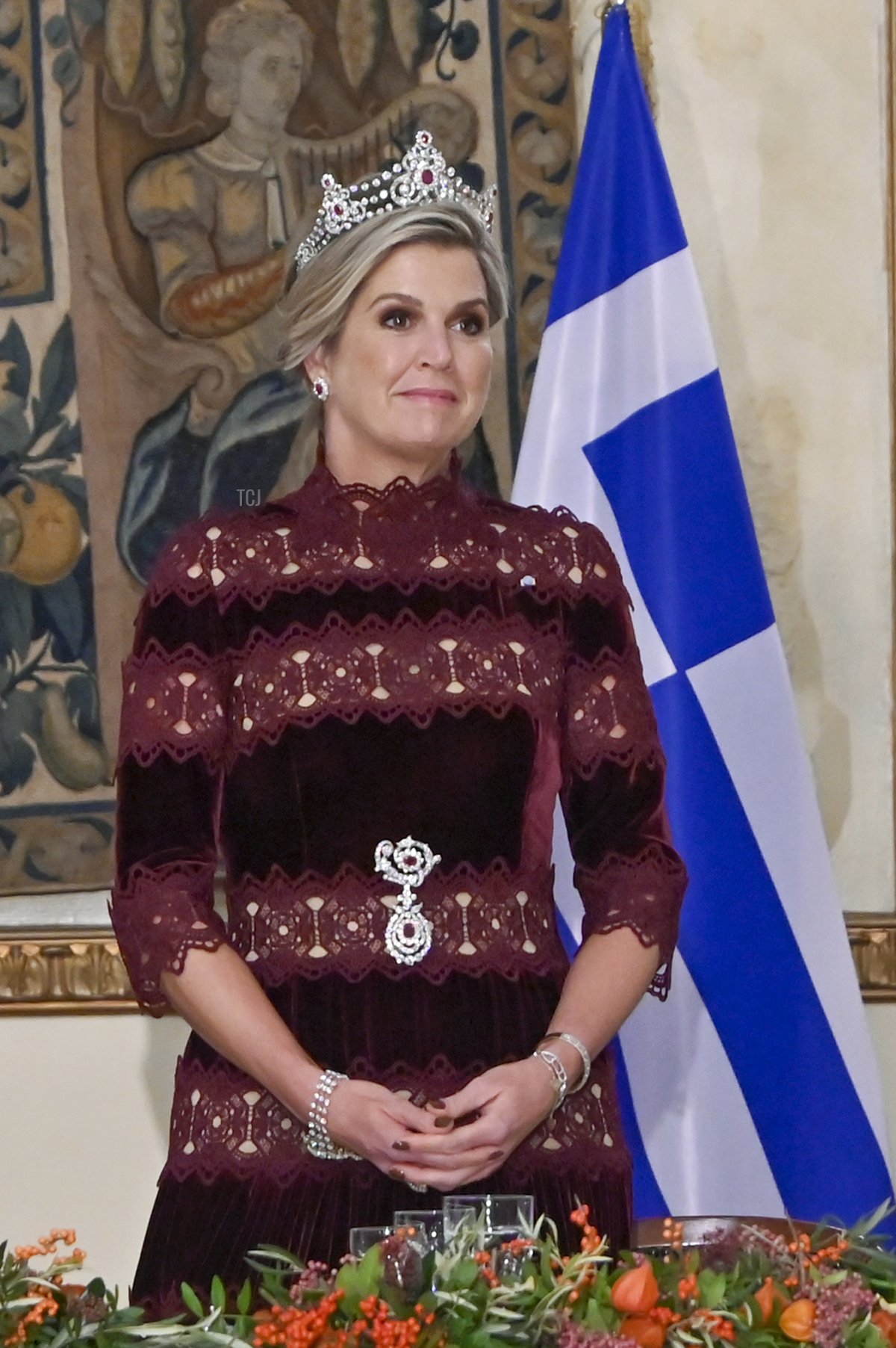 La Regina Maxima dei Paesi Bassi partecipa alla cena ufficiale ospitata dal Presidente della Repubblica al Palazzo Presidenziale il 31 ottobre 2022 ad Atene.