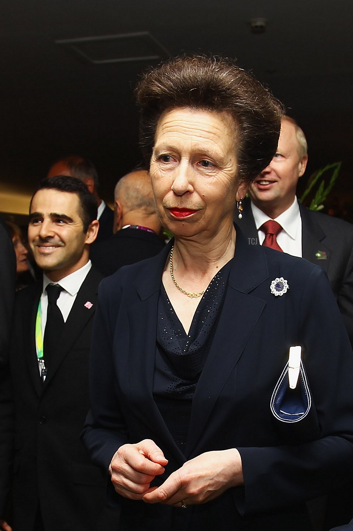 La Principessa Anna, la Principessa Reale (Presidente dell'Associazione Olimpica Britannica) parla con il Presidente dell'Associazione Olimpica Britannica Lord Colin Moynihan (A) e Amir Khan (D) durante un ricevimento al Royal Opera House il 31 luglio 2012 a Londra, Inghilterra