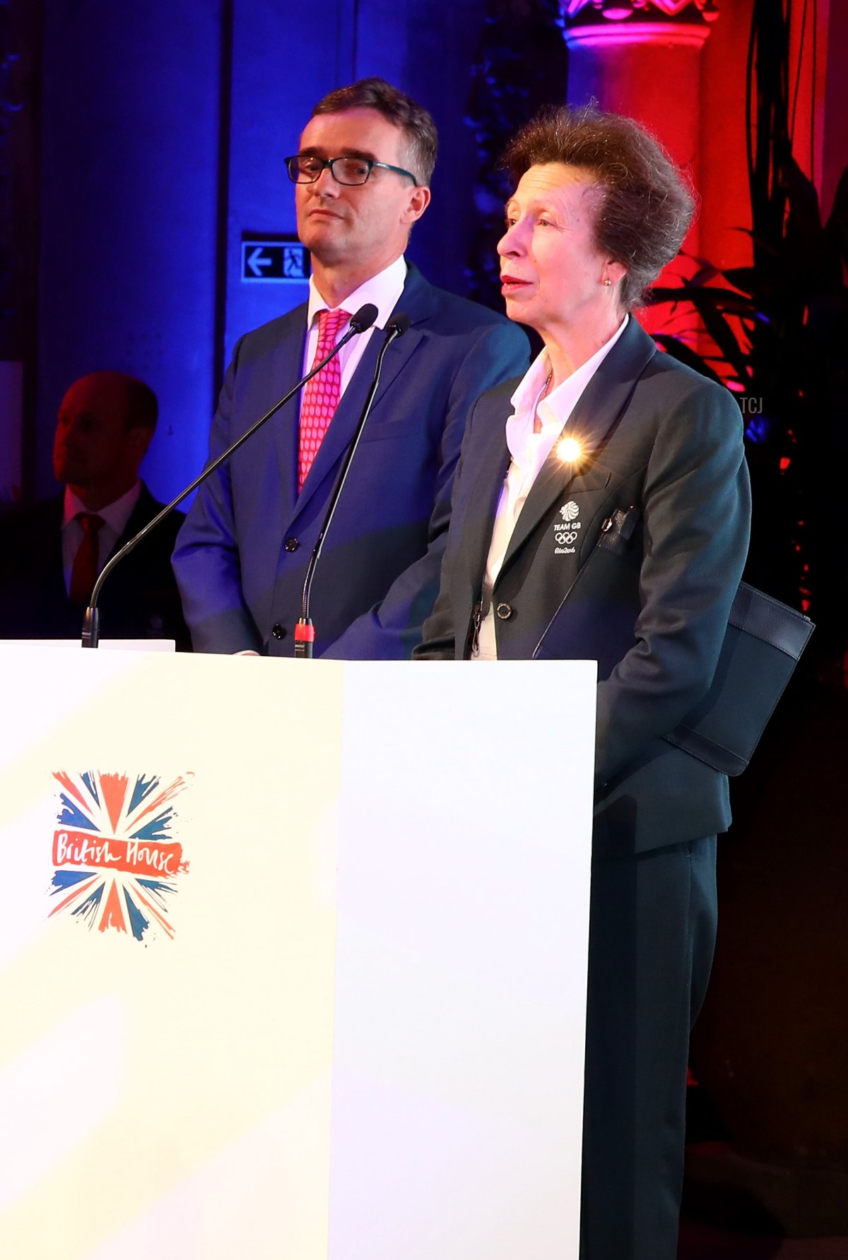 SRH La Principessa Anna, Principessa Reale e Alex Ellis Ambasciatore del Regno Unito in Brasile parlano alla Ricezione della Casa Britannica del Team GB in vista dei Giochi Olimpici di Rio 2016 il 3 agosto 2016 a Rio de Janeiro, Brasile