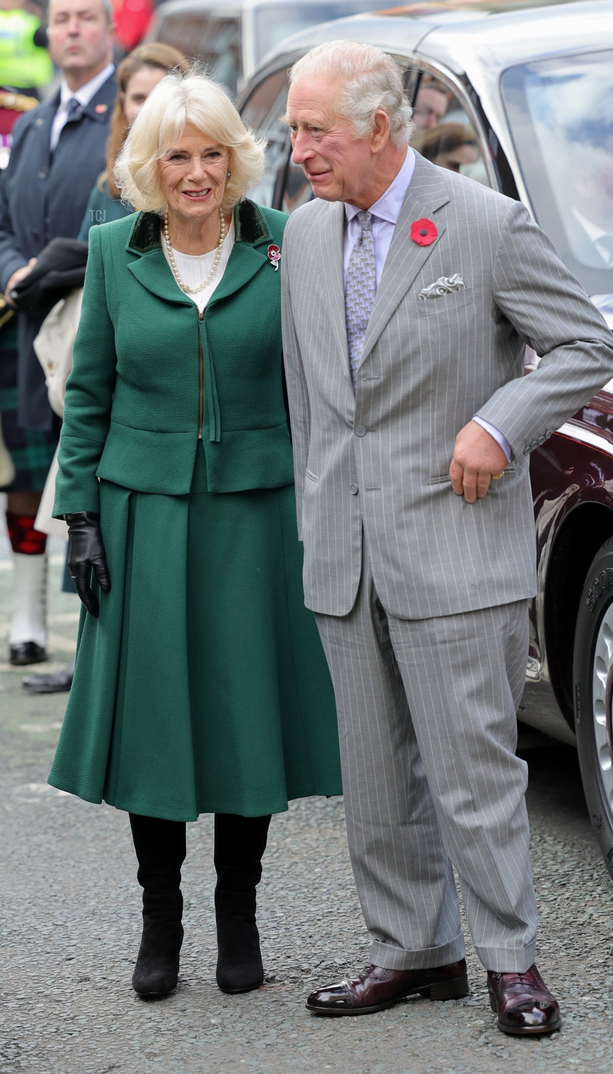 Camilla, Queen Consort and King Charles III arrive for the Welcoming Ceremony to the City of York at Micklegate Bar during an official visit to Yorkshire on November 09, 2022 in York, England