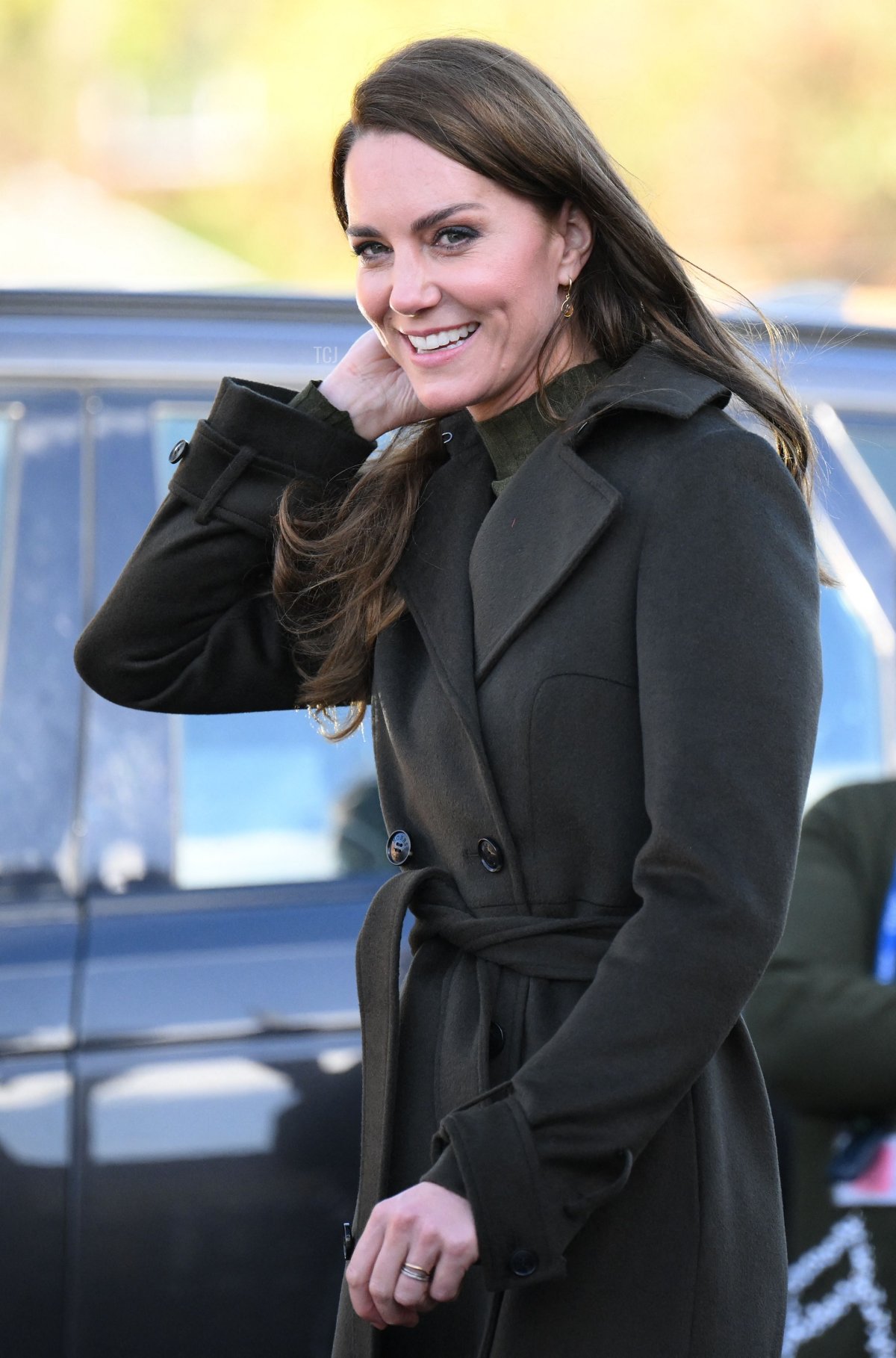 Britain's Catherine, Princess of Wales reacts as she leaves after her visit to Colham Manor Children's Centre in Hillingdon, west London, on November 9, 2022