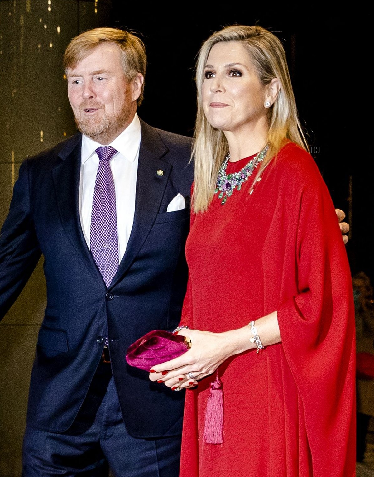 Italian President Sergio Mattarella, his daughter Laura Mattarella, King Willem-Alexander and Queen arrive at the Concertgebouw in Amsterdam, on November 10, 2022