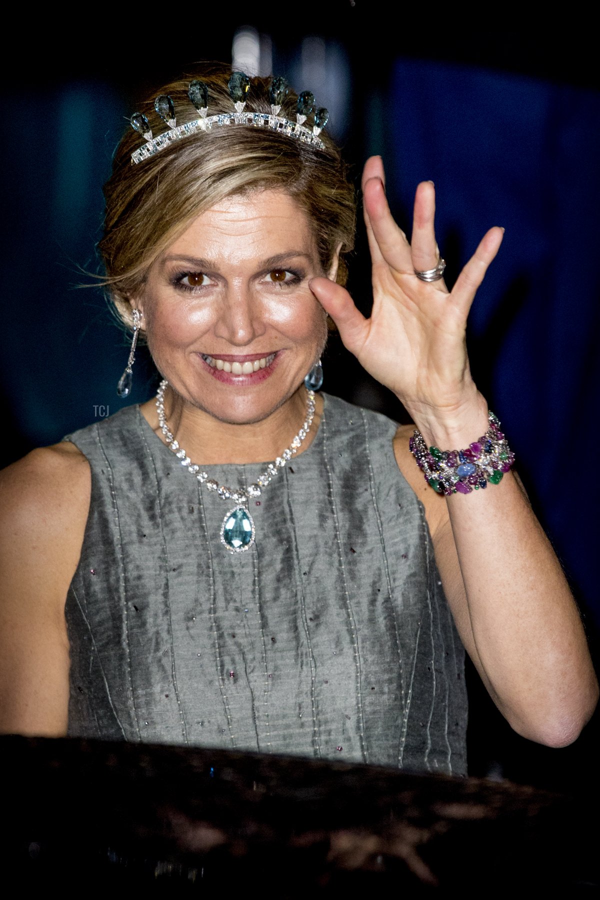 Queen Maxima of The Netherlands leaves the Royal Palace Amsterdam after the Gala diner for the Corps diplomatique on April 24, 2018 in Amsterdam, Netherlands