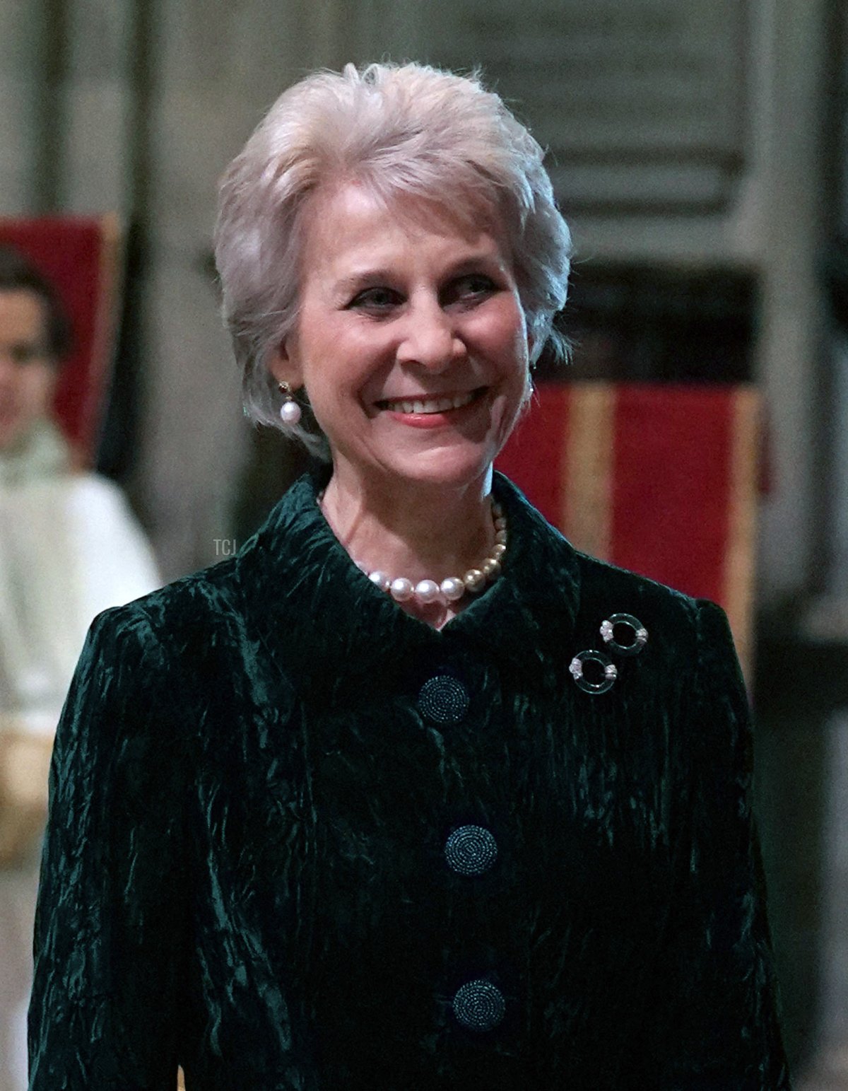 Birgitte, Duchess of Gloucester, arrives for the 'Together at Christmas' Carol Service at Westminster Abbey on December 15, 2022 in London, England