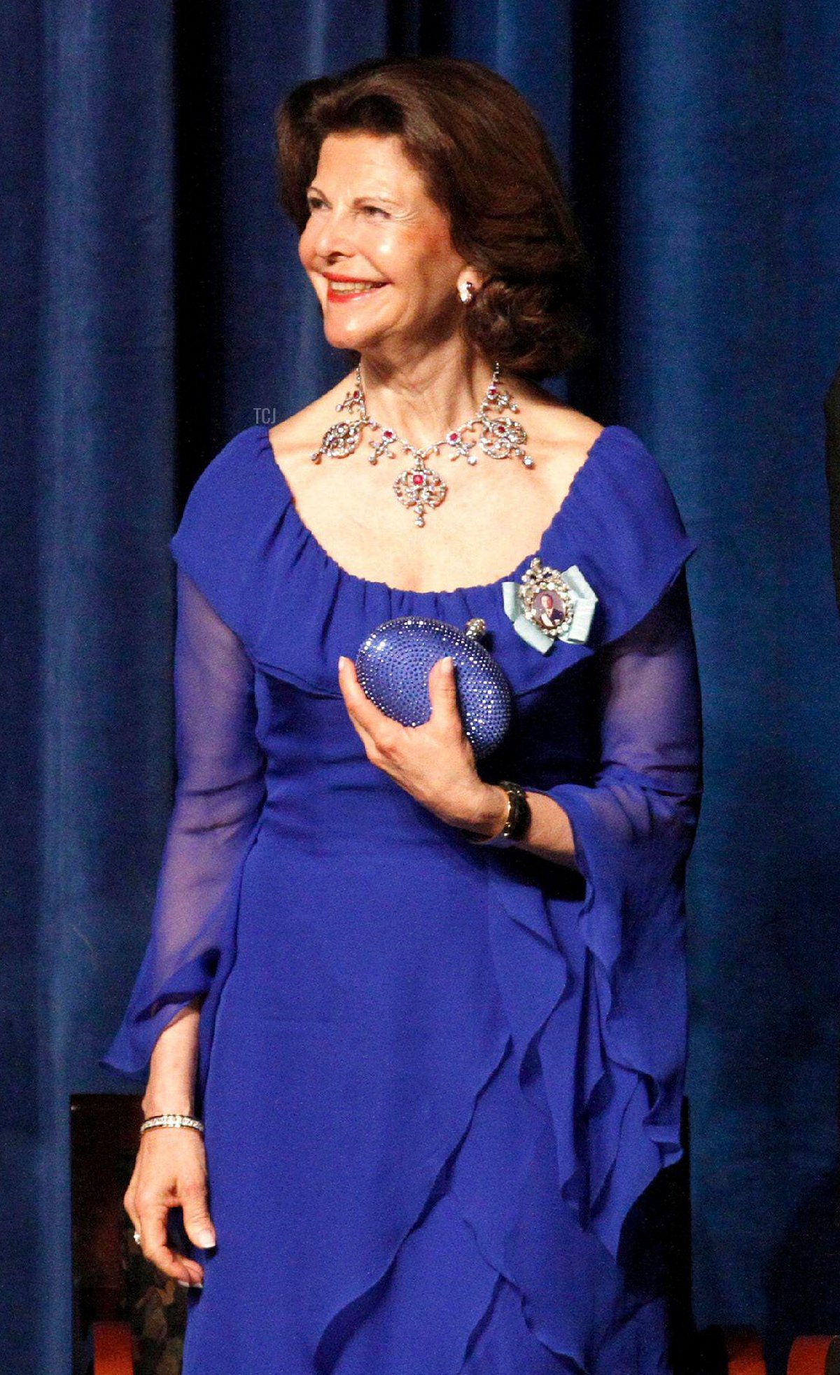 La regina Silvia e il re Carl Gustaf arrivano a una cena di gala per celebrare il 375° anniversario della fondazione della colonia New Sweden a Wilmington, Delaware, l'11 maggio 2013