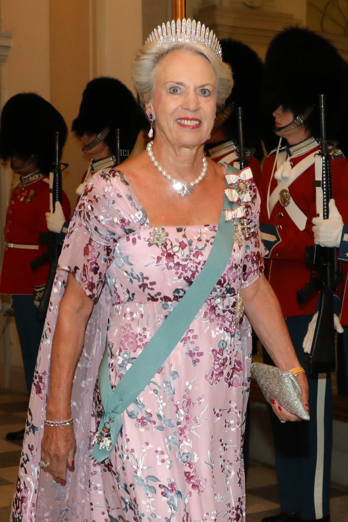 La Principessa Benedikte di Danimarca arriva per la cena di stato francese al Palazzo di Christiansborg a Copenhagen il 28 agosto 2018 (LUDOVIC MARIN/AFP via Getty Images)