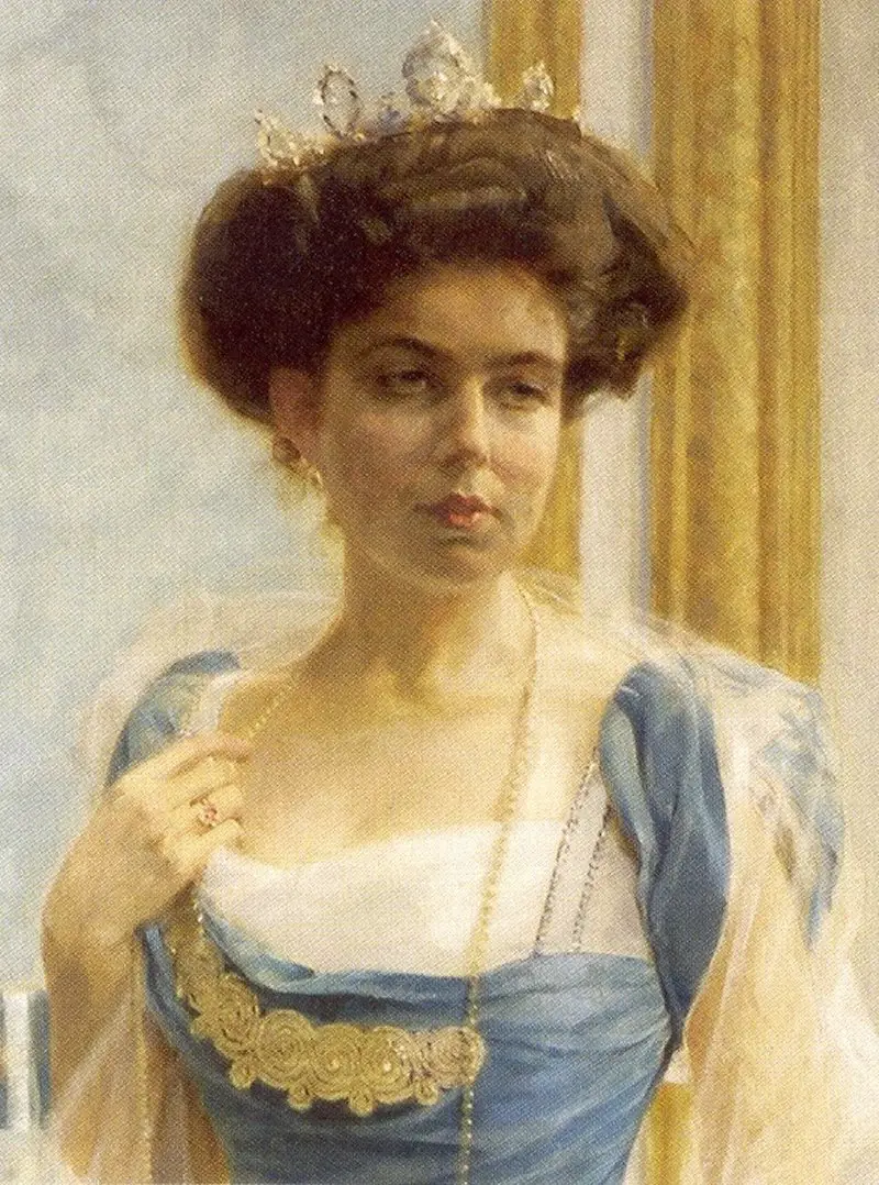 Dettaglio del ritratto di Axel Jungstedt della Principessa Margareta, 1909 (Grand Ladies Site)