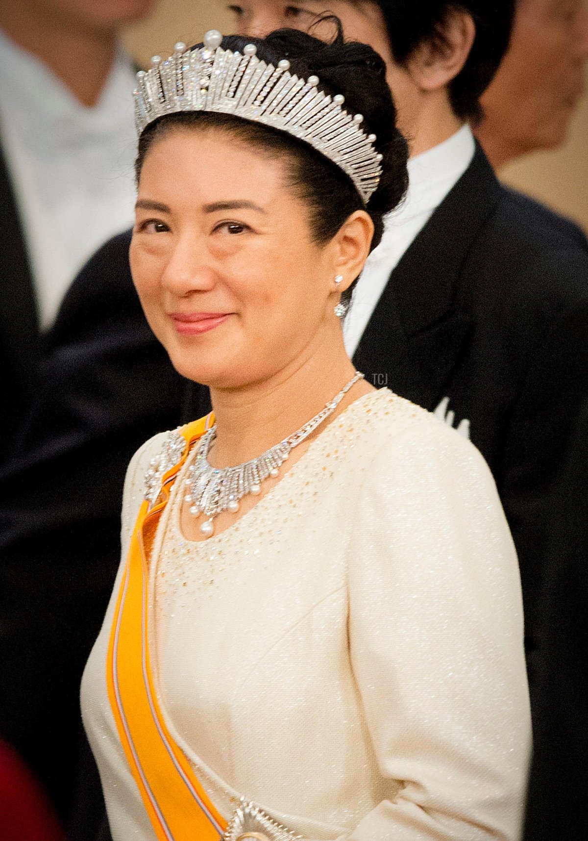 La Principessa ereditaria giapponese Masako partecipa a una cena di Stato per il Re e la Regina dei Paesi Bassi al Palazzo Imperiale di Tokyo, Giappone, 29 ottobre 2014 (DPA Picture Alliance/Alamy)