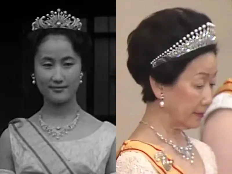 La Principessa Hitachi nel giorno delle sue nozze, 1964, e al Palazzo Imperiale il giorno di Capodanno, 2016 (screencaptures)