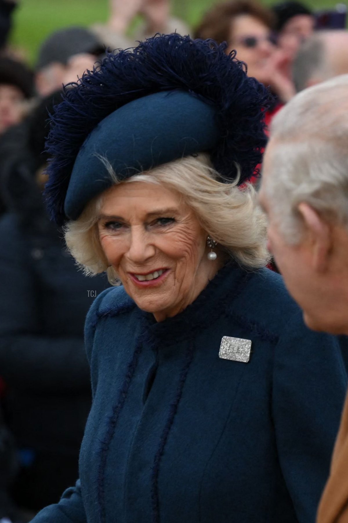 La Regina Camilla partecipa al servizio di Natale presso la Chiesa di Sandringham il 25 dicembre 2022 a Sandringham, Norfolk (DANIEL LEAL/AFP via Getty Images)