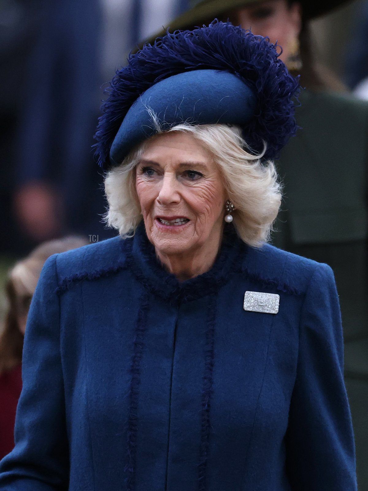 La Regina Camilla partecipa al servizio di Natale presso la Chiesa di Sandringham il 25 dicembre 2022 a Sandringham, Norfolk (Stephen Pond/Getty Images)