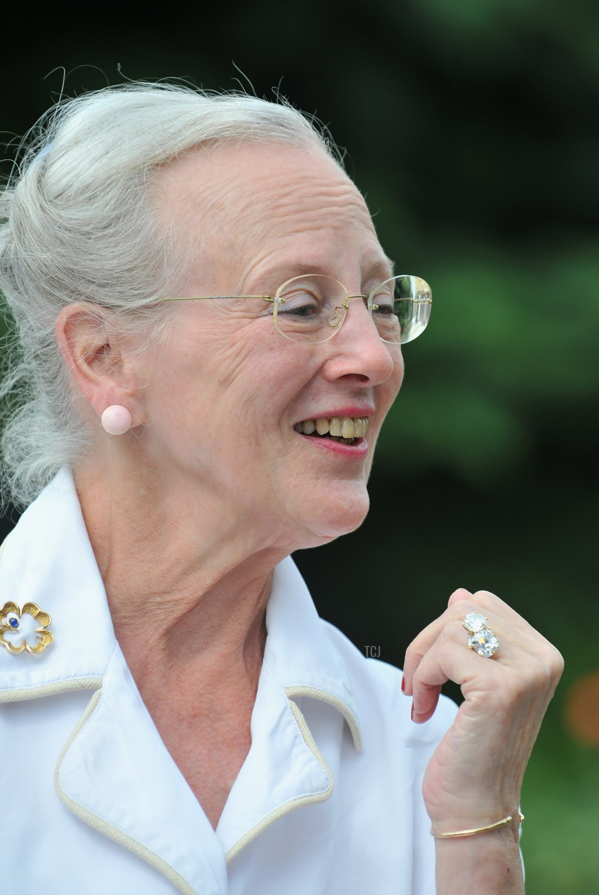 La Regina Margrethe II di Danimarca posa durante il photocall annuale delle vacanze l'8 agosto 2008 a Caix, Francia (Pascal Le Segretain/Getty Images)