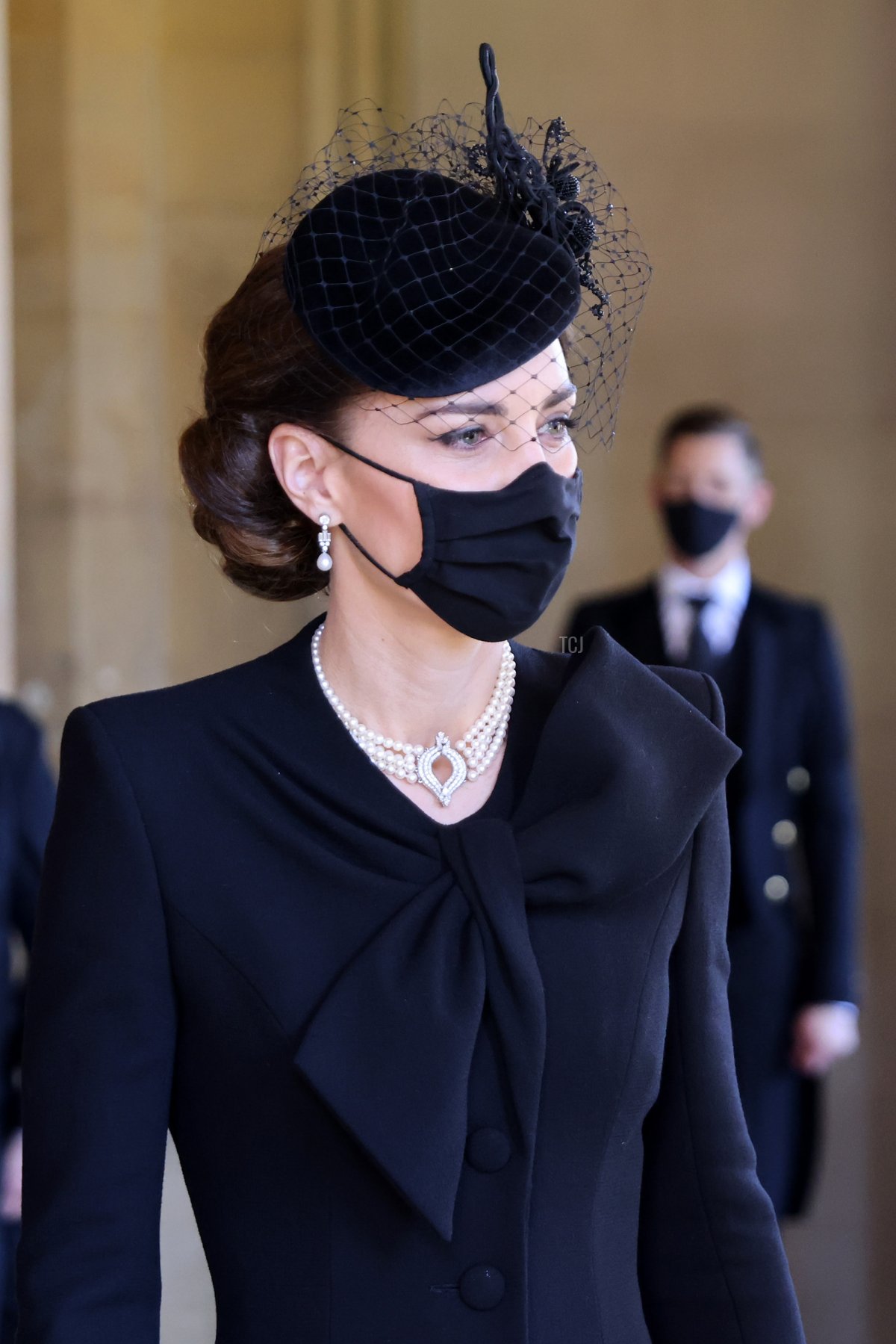 Catherine, Duchessa di Cambridge durante il funerale del Principe Filippo, Duca di Edimburgo al Castello di Windsor il 17 aprile 2021 in Inghilterra (Chris Jackson/WPA Pool/Getty Images)