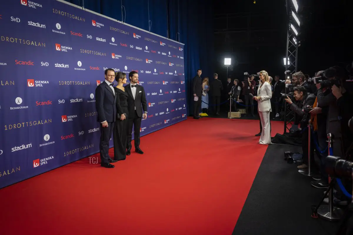 Il Principe Daniel, la Principessa Sofia e il Principe Carl Philip di Svezia partecipano all'Idrottsgalan 2023, la Gala dello Sport Svedese, all'Avicii Arena il 16 gennaio 2023 a Stoccolma, Svezia (Michael Campanella/Getty Images)