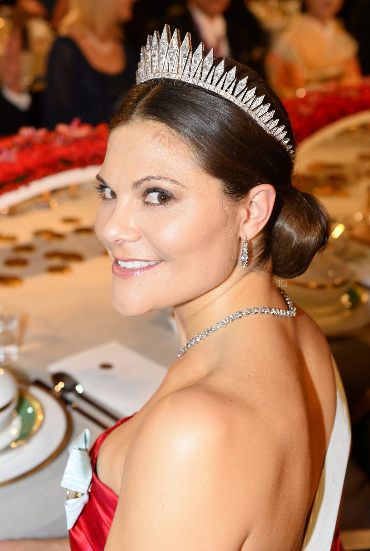 La Principessa Erika di Svezia partecipa al banchetto Nobel, una cena tradizionale dopo la cerimonia di premiazione del premio Nobel presso il Municipio di Stoccolma il 10 dicembre 2014 (JONATHAN NACKSTRAND/AFP via Getty Images)