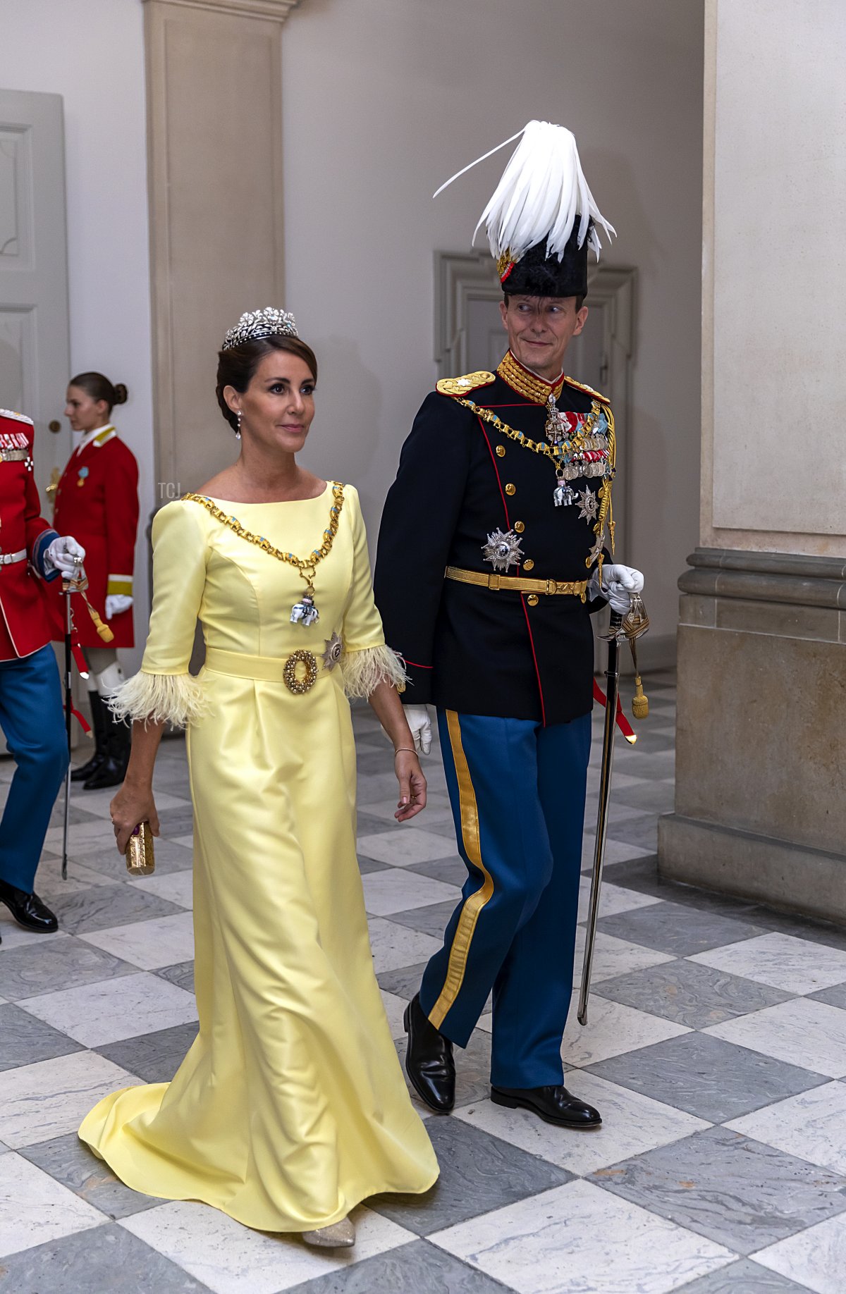 Il Principe Joachim e la Principessa Marie di Danimarca arrivano al banchetto di gala al Palazzo di Christiansborg l'11 settembre 2022, durante le celebrazioni per il 50° anniversario dell'incoronazione della Regina di Danimarca (Ole Jensen/Getty Images)