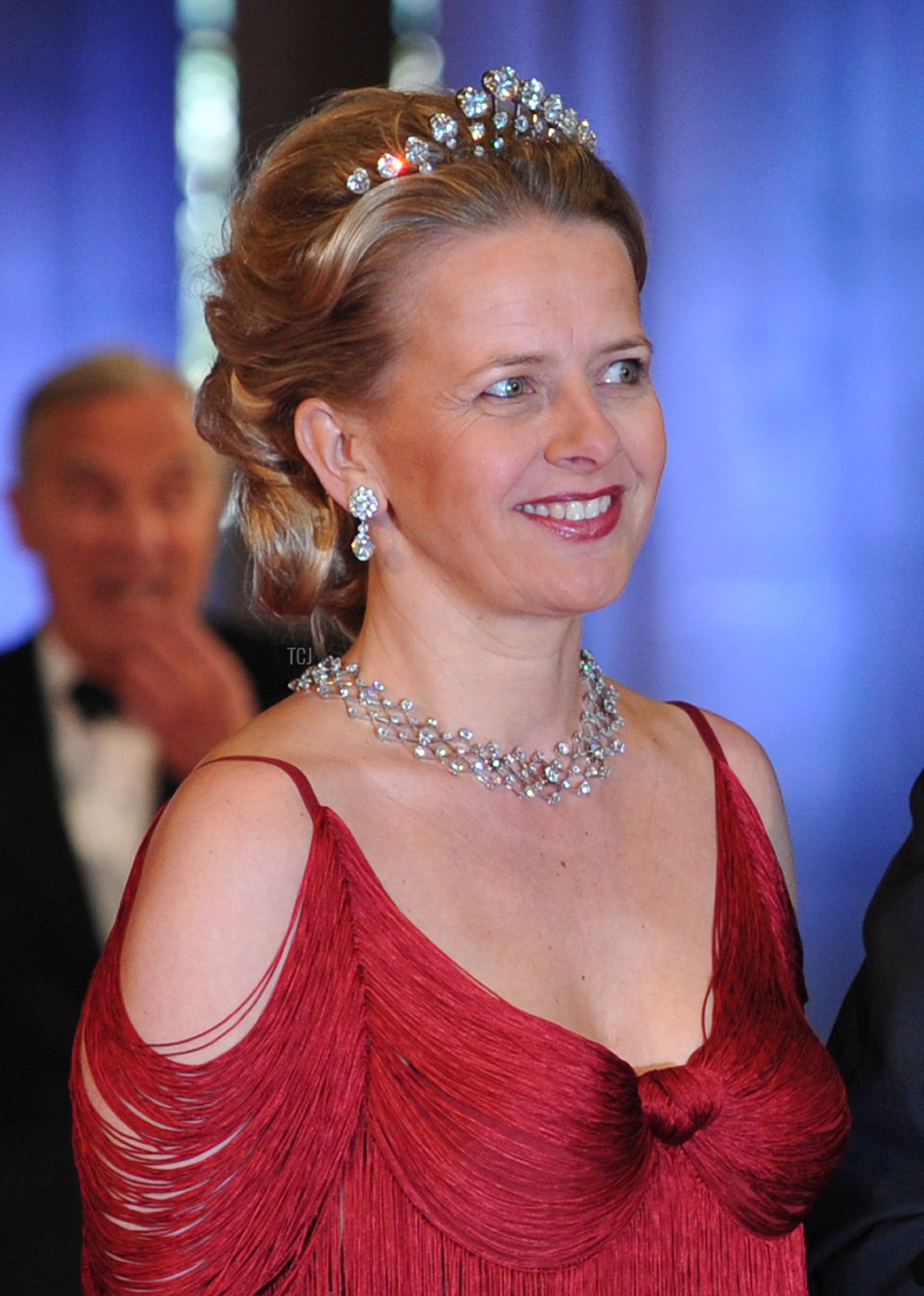 La Principessa Mabel di Orange-Nassau partecipa a una cena al Rijksmuseum di Amsterdam, ospitata dalla Regina Beatrix dei Paesi Bassi la vigilia della sua abdicazione, 29 aprile 2013 (CARL COURT/AFP via Getty Images)