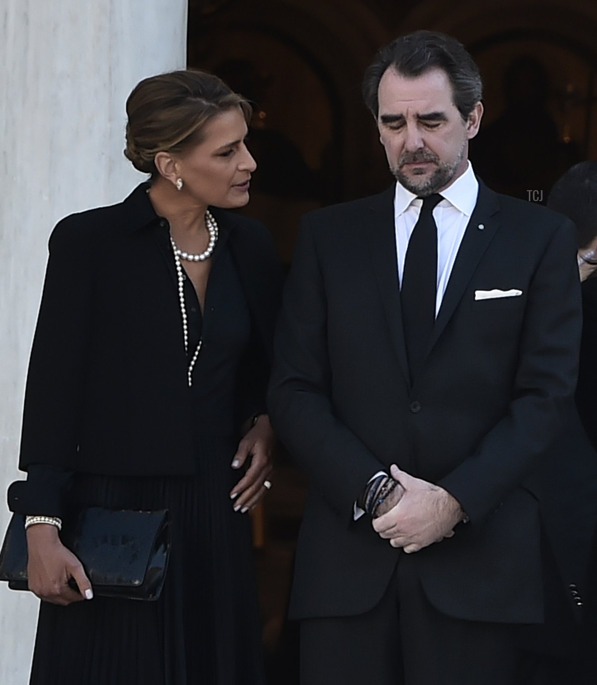 Principessa Tatiana e Principe Nikolaos partecipano al Servizio Memoriale di 40 giorni per il Re Costantino II presso la Cattedrale Metropolita il 18 febbraio 2023 ad Atene, Grecia (Milos Bicanski/Getty Images)