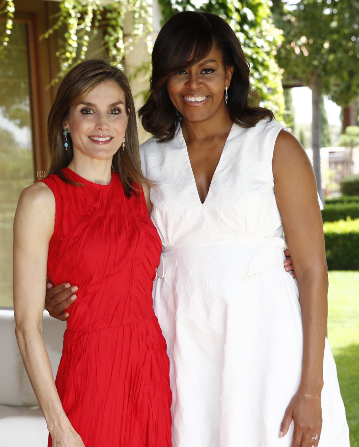 La regina Letizia di Spagna e Michelle Obama sono viste al Palazzo di Zarzuela il 30 giugno 2016 a Madrid, Spagna (Casa di Sua Maestà il Re via Getty Images)