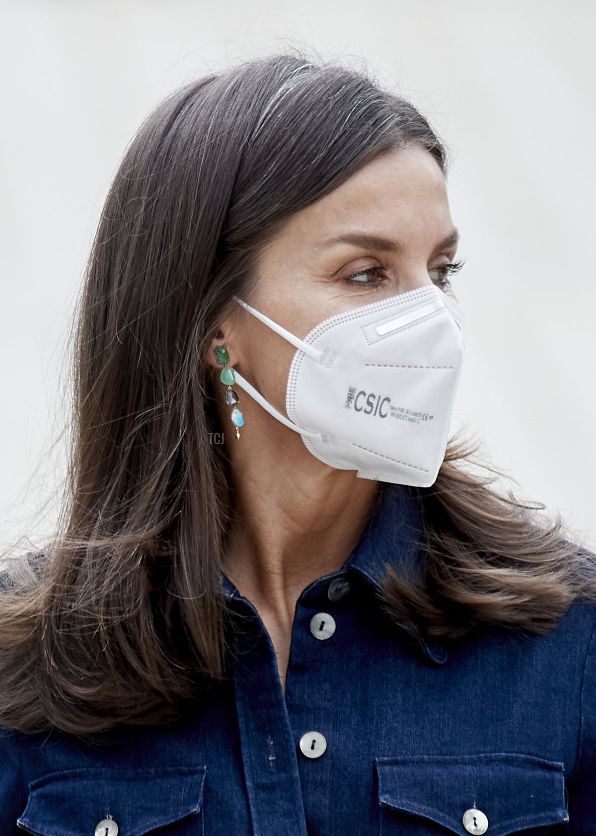 La regina Letizia di Spagna partecipa a un incontro sul ruolo delle donne nell'internazionalizzazione dell'economia spagnola il 16 aprile 2021 a Madrid, Spagna (Carlos Alvarez/Getty Images)