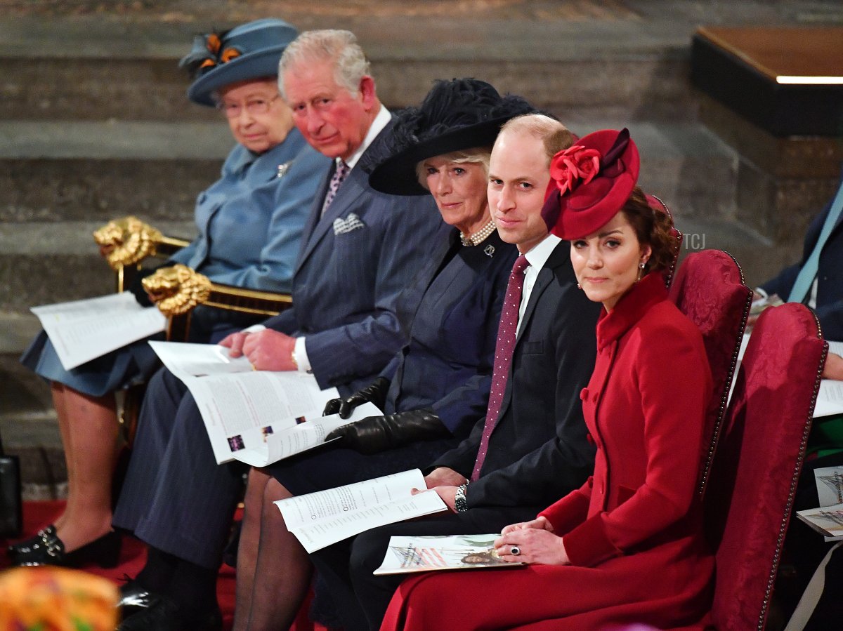 Regina Elisabetta II, il Principe di Galles, la Duchessa di Cornovaglia e il Duca e la Duchessa di Cambridge partecipano al Servizio del Commonwealth del 2020 il 9 marzo 2020 a Londra, Inghilterra (Phil Harris - WPA Pool/Getty Images)