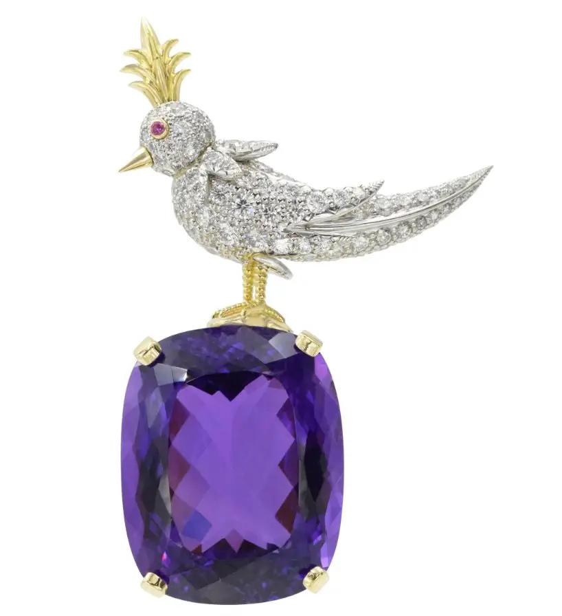 Tiffany & Co. Jean Schlumberger Amethyst Bird on a Rock Brooch (1stDibs)