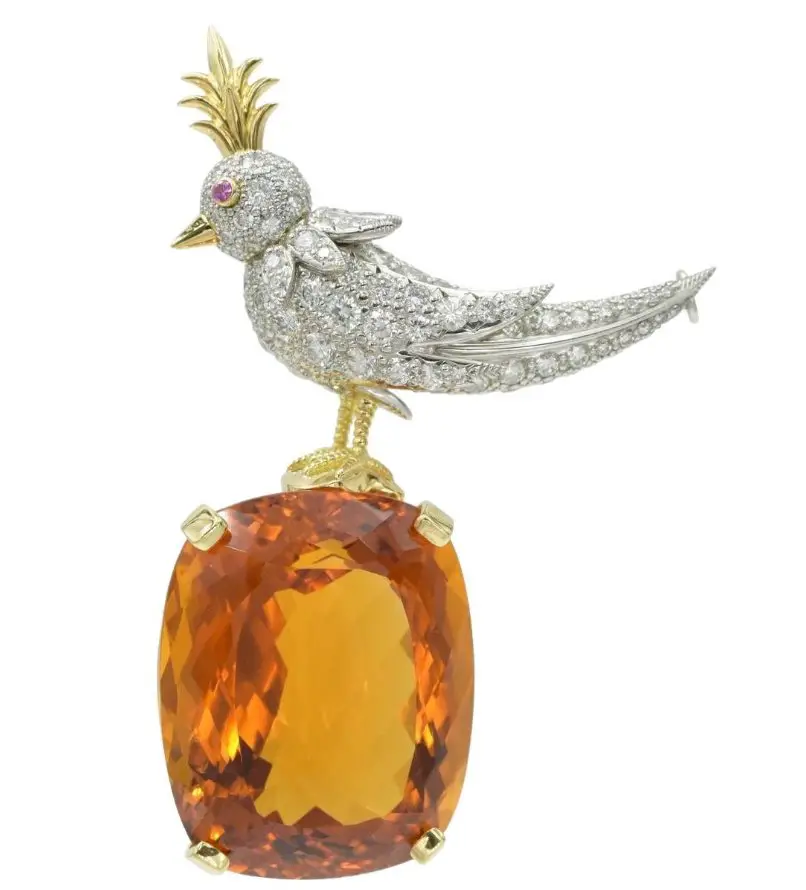 Tiffany & Co. Jean Schlumberger Orange Citrine Bird on the Rock Brooch (1stDibs)