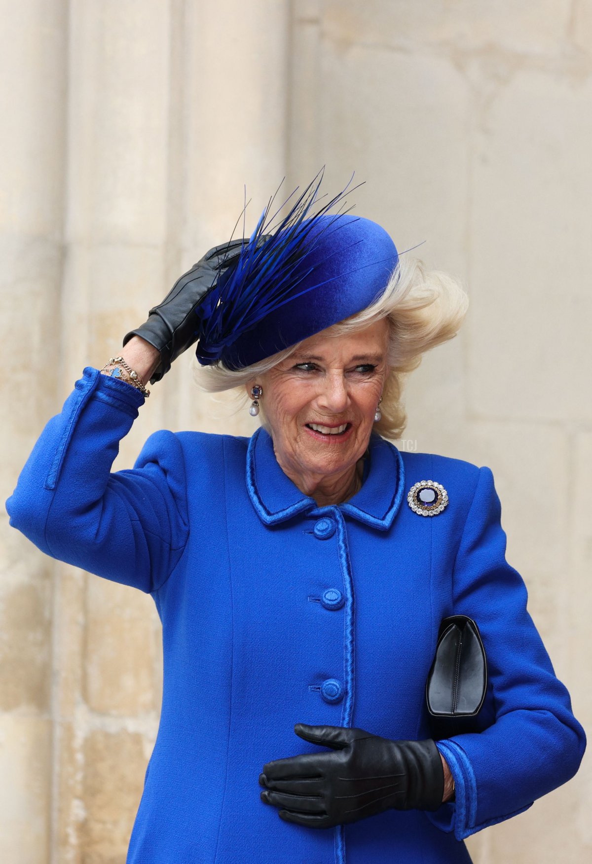 La Regina Camilla arriva al servizio per il Giorno del Commonwealth all'Abbazia di Westminster a Londra il 13 marzo 2023 (ADRIAN DENNIS/AFP via Getty Images)