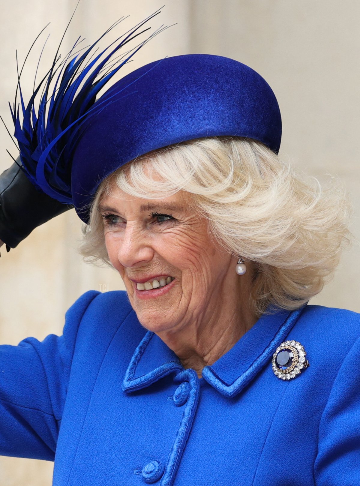 La Regina Camilla arriva al servizio per il Giorno del Commonwealth all'Abbazia di Westminster a Londra il 13 marzo 2023 (ADRIAN DENNIS/AFP via Getty Images)