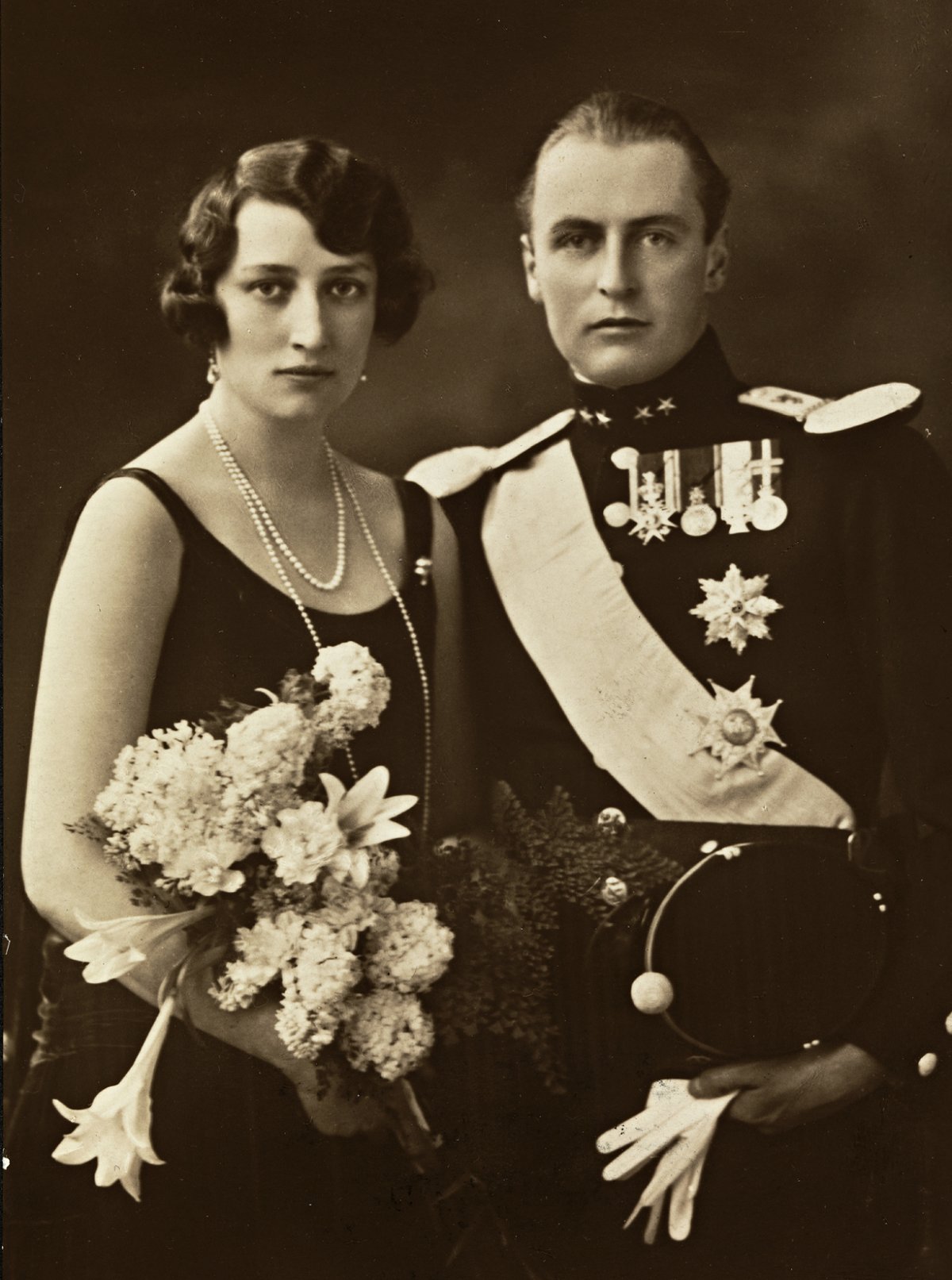 La principessa Marta di Svezia e il principe ereditario Olav di Norvegia, 1929 (Biblioteca Nazionale di Norvegia)