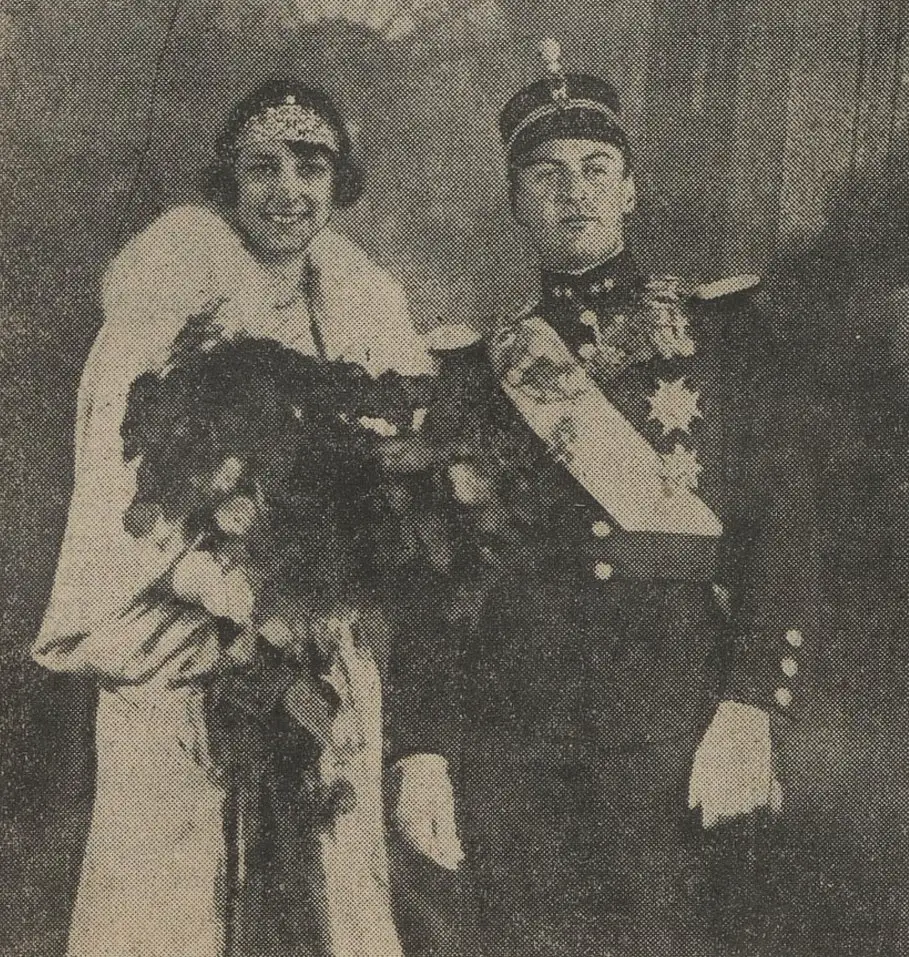 La principessa Marta di Svezia e il principe ereditario Olav di Norvegia partecipano a una performance di gala al Teatro Nazionale di Oslo, 20 marzo 1929 (Biblioteca Nazionale di Norvegia)