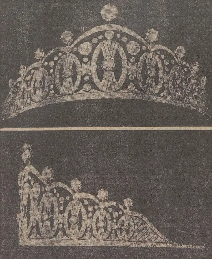 La Tiara Vasa, regalo di matrimonio di Stoccolma per la principessa Marta, marzo 1929 (Biblioteca Nazionale di Norvegia)