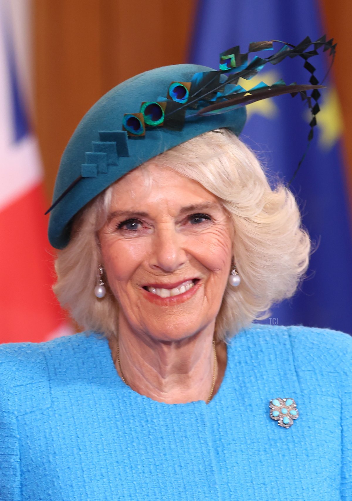 La regina Camilla arriva a Schloss Bellevue nel primo giorno della visita di stato in Germania il 29 marzo 2023 a Berlino, Germania (Sebastian Reuter/Getty Images)