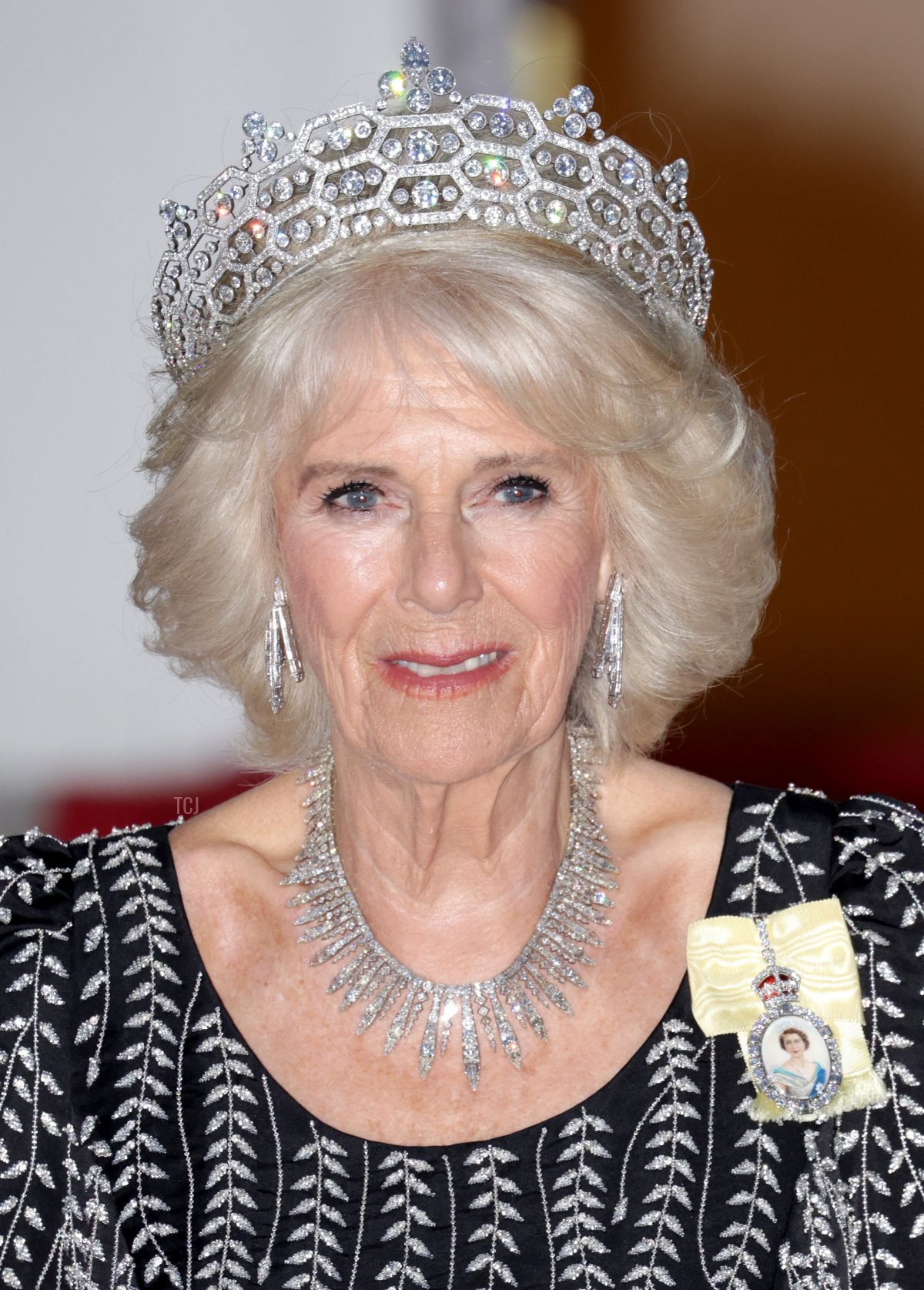 La Regina Camilla arriva per un banchetto di stato a Schloss Bellevue a Berlino, il 29 marzo 2023 (Chris Jackson/Getty Images)