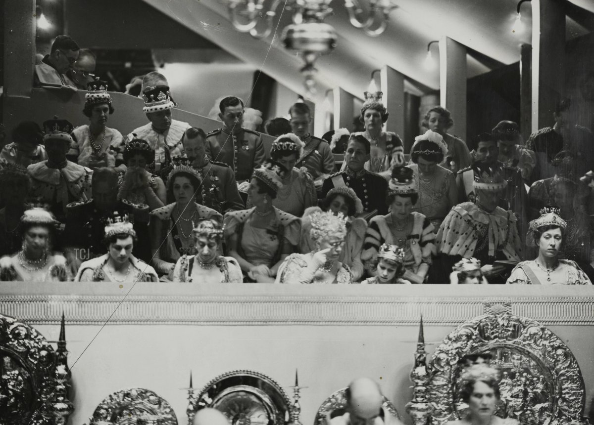 La royal box durante l'incoronazione del Re Giorgio VI a Westminster Abbey, 12 maggio 1937 (Hulton Archive/Getty Images)