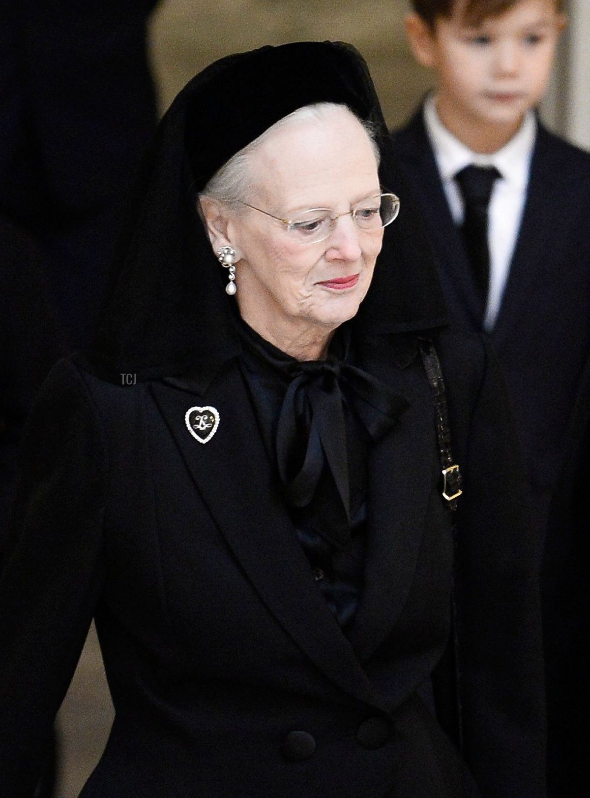 La Regina Margrethe II di Danimarca partecipa al funerale del marito, il Principe Henrik, a Copenaghen, 20 febbraio 2018 (MADS CLAUS RASMUSSEN/AFP via Getty Images)