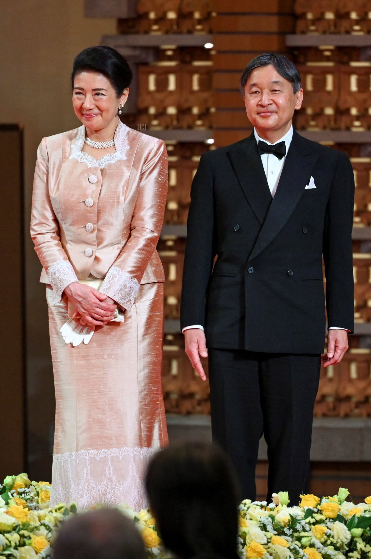 L'Imperatore Naruhito e l'Imperatrice Masako partecipano alla cerimonia del Japan Prize a Tokyo il 13 aprile 2023 (KAZUHIRO NOGI/AFP via Getty Images)