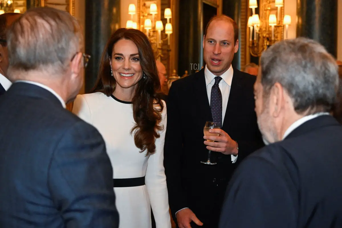 Il Principe e la Principessa di Galles partecipano a un pranzo con i Governatori Generali e Primo Ministri dei Regni, in preparazione alla coronazione del Re Carlo III, a Buckingham Palace il 5 maggio 2023 a Londra, Inghilterra (Toby Melville - Pool/Getty Images)