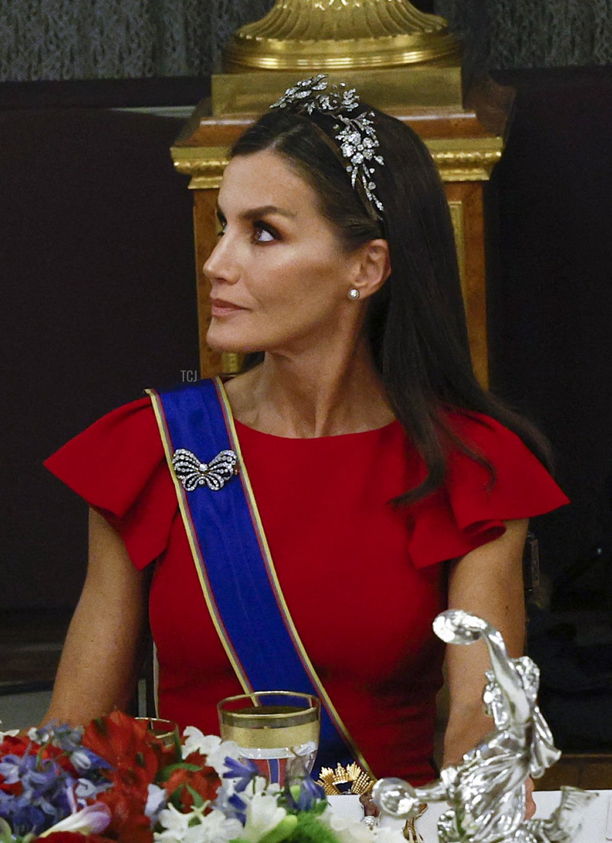 La Regina di Spagna partecipa a una cena di gala per il Presidente e la First Lady della Colombia al Palazzo Reale di Madrid, 3 maggio 2023 (CHEMA MOYA/POOL/AFP tramite Getty Images)