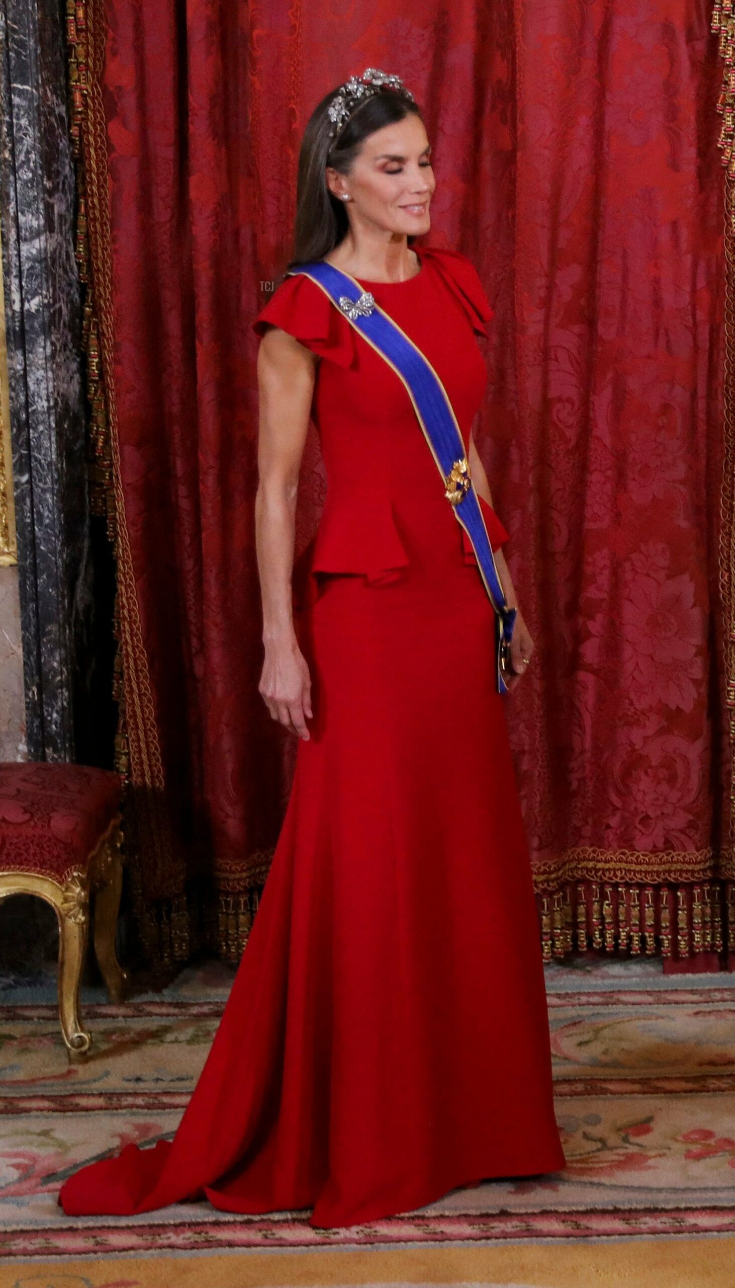 La Regina di Spagna partecipa a una cena di gala per il Presidente e la First Lady della Colombia al Palazzo Reale di Madrid, 3 maggio 2023 (VIOLETA SANTOS MOURA/POOL/AFP tramite Getty Images)