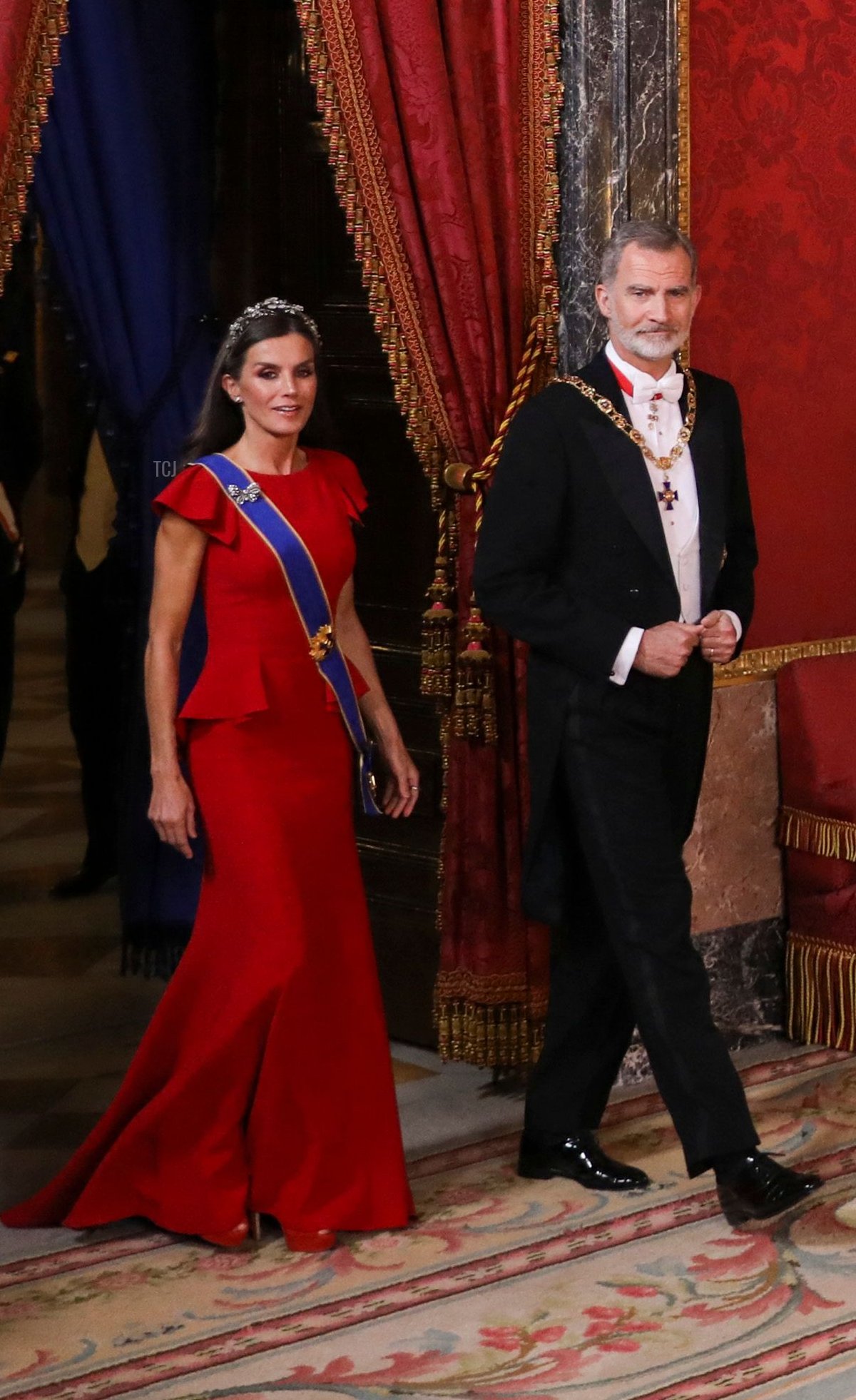 Il Re e la Regina di Spagna ospitano una cena di gala per il Presidente e la First Lady della Colombia al Palazzo Reale di Madrid, 3 maggio 2023 (VIOLETA SANTOS MOURA/POOL/AFP tramite Getty Images)