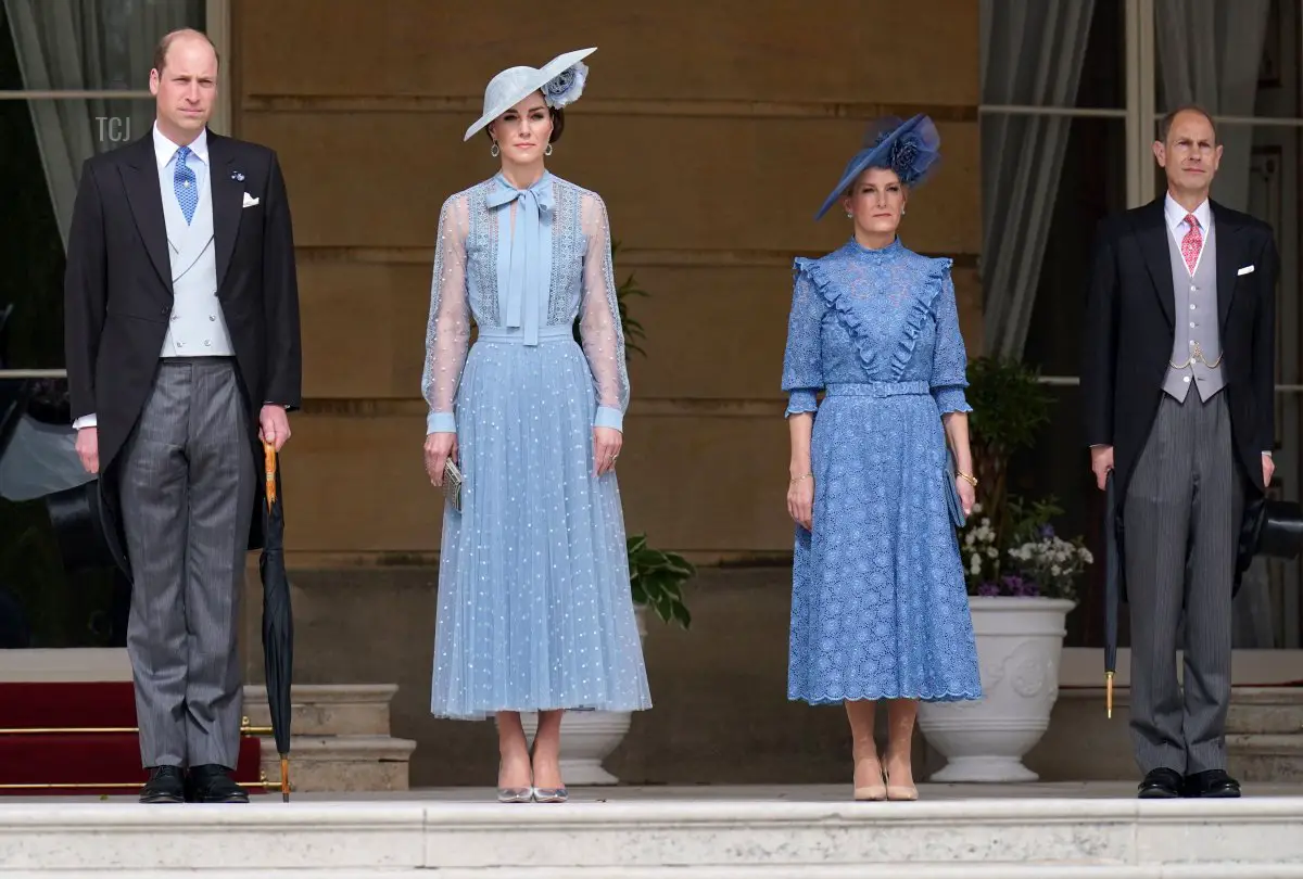 Il Principe e la Principessa di Galles e il Duca e la Duchessa di Edimburgo partecipano a una festa in giardino a Buckingham Palace a Londra il 9 maggio 2023, come parte delle celebrazioni per l'incoronazione (Jonathan Brady - WPA Pool/Getty Images)