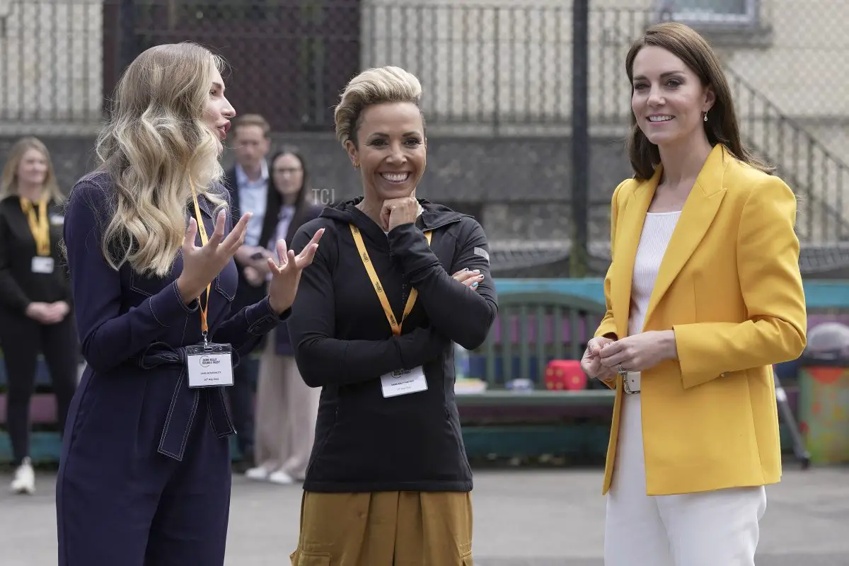 La Principessa del Galles visita la Dame Kelly Holmes Trust il 16 maggio 2023 a Bath, Inghilterra (Kin Cheung - WPA Pool/Getty Images)