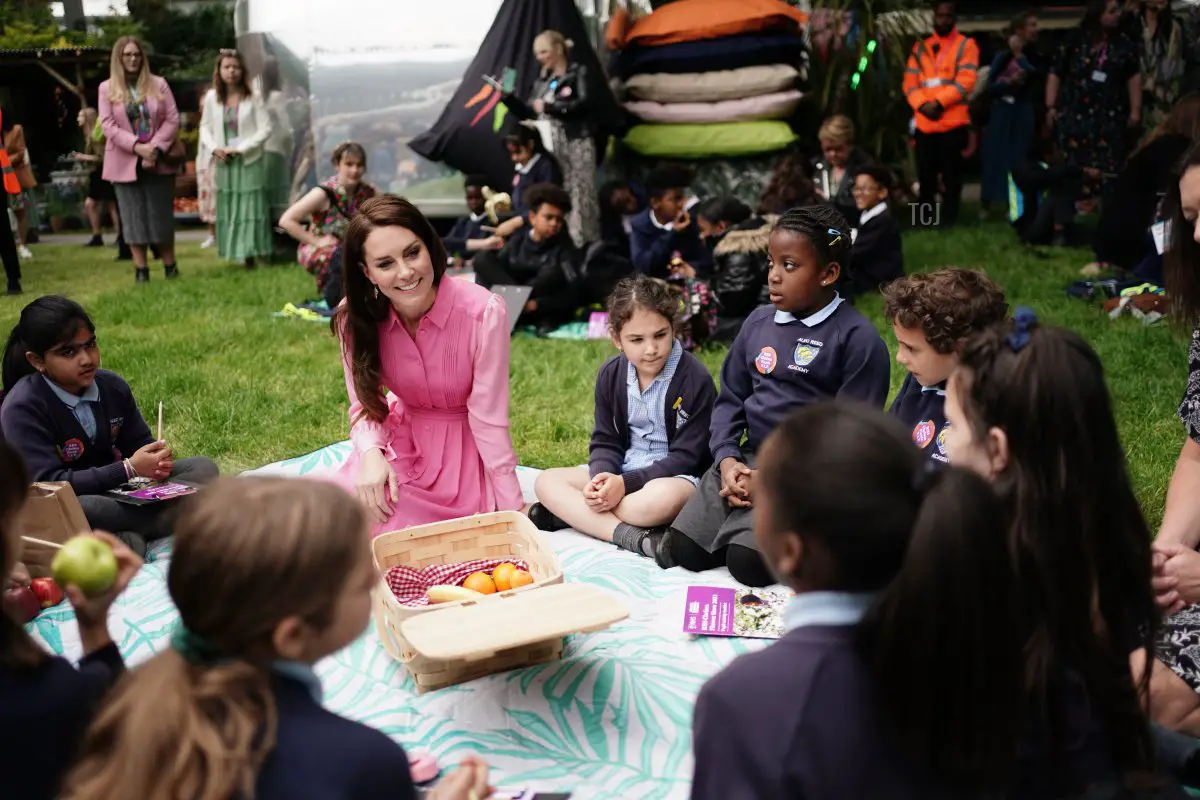 La Principessa del Galles partecipa al primo Picnic dei Bambini al RHS Chelsea Flower Show, presso il Royal Hospital Chelsea il 22 maggio 2023 a Londra, Inghilterra (Jordan Pettitt-WPA Pool/Getty Images)